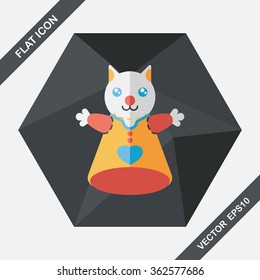 cat hand puppet flat icon with long shadow,eps10