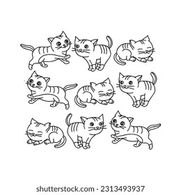 cat handrawn doodle illustrations vector set