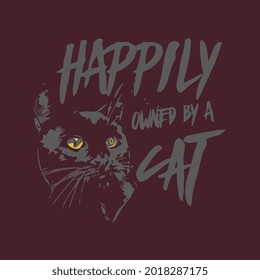 cat happily owned by a cat lover gift idea funny wo art art vector design illustration print poster