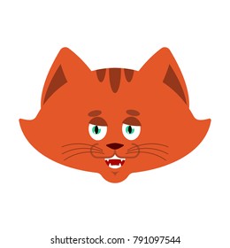 Cat happy emoji. Pet merry emotions. kitty Joyful. Vector illustration