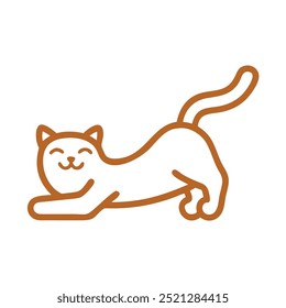 Gato con contorno de cara feliz en fondo blanco