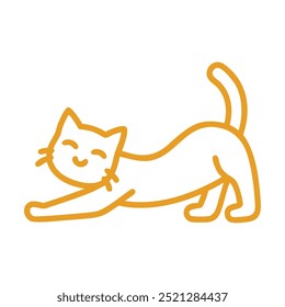 Cat with happy face outline in white background