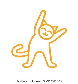 Gato con contorno de cara feliz en fondo blanco