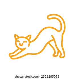 Katze mit glücklichem Gesicht, Umriss auf weißem Hintergrund
