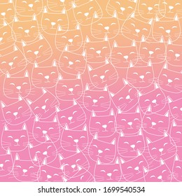 Cat happy face pattern on pastel colorful. for textiles background. design vector illustration.
