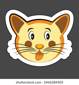 Cat Happy Head Sticker Clipart