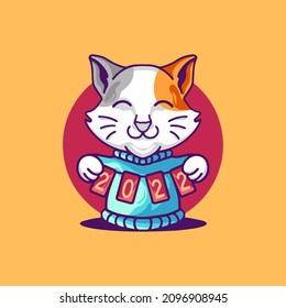 Cat Happy New Year Object Illustration for your business or merchandise