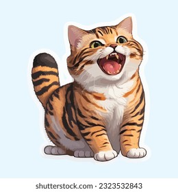 Cat Happy Sticker Vector Design