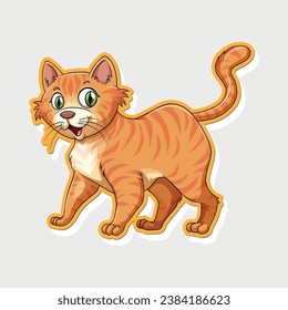 Cat Happy Sticker Vector Design 