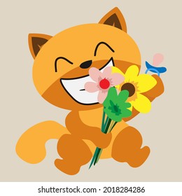 cat happy sweet cat flowers funny gift idea wo cropped art art vector design illustration print poster