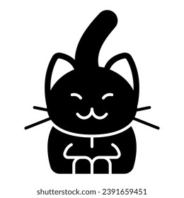 Cat has rest solid icon, funny animals concept, kitty relaxing vector sign on white background, glyph style icon for mobile concept and web design. Vector graphics