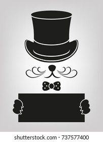 Cat in a hat with a banner