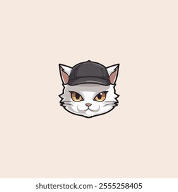 Cat in a hat flat vector design.