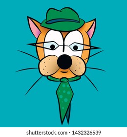
a cat with a hat and glasses