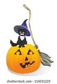 "cat in the hat for Halloween pumpkin"
