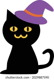 A cat with a hat recommended for Halloween etc.