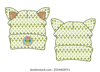 Cat hats flat drawing vector design mockup template.