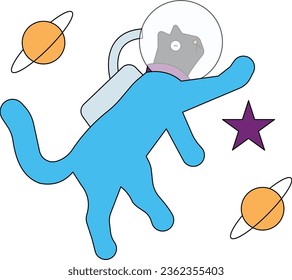 The cat is having fun in space.