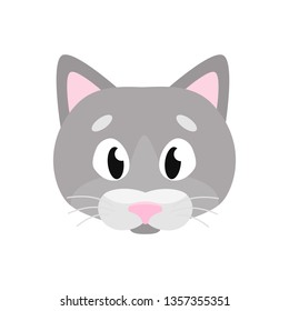 Cat. The head of the animal. Cute cartoon character. Isolated vector illustration