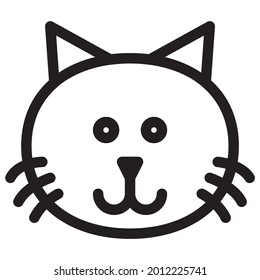 Cat Head Animal Icon Outline White Background Vector Illustration