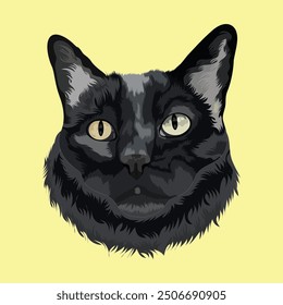 Cat Head Artwork With Chalk Color Background