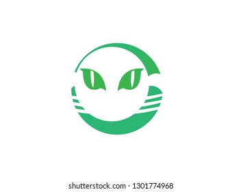 Cat head with big eyes for security icon logo design