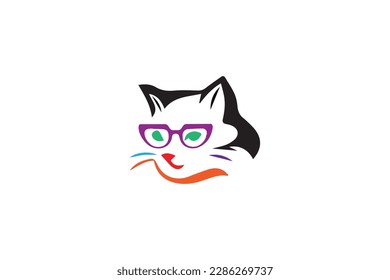 cat head cartoon drawing  element design