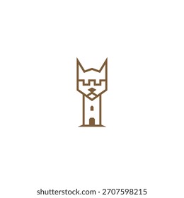 Cat head castle logo design.