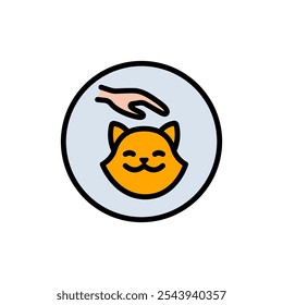 Cat head color icon. Cat care simple sign. Cat face design on white background, Pet. Animals. Isolated vector illustration.