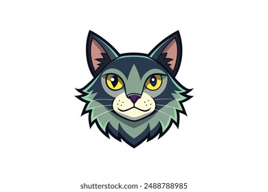 Cat head colorful vector design