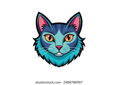 Cat head colorful vector design