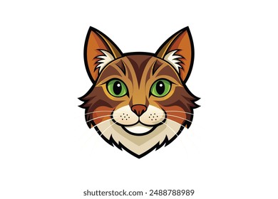 Cat head colorful vector design