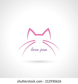 Cat head contours sign - vector illustration