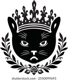 cat head crown icon logo design