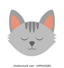 Cat head. Cute and funny animal. Kitten smile, adorable pet. Isolated vector illustration in flat style