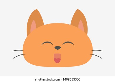 Cat head. Cute and funny animal. Kitten smile, adorable pet. Isolated vector illustration in flat style
