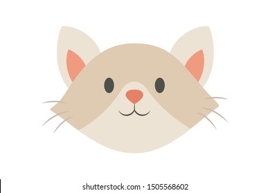 Cat head. Cute and funny animal. Kitten smile, adorable pet. Isolated vector illustration in flat style