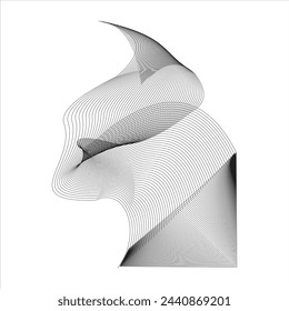 cat head design with abstract lines, cat head logo