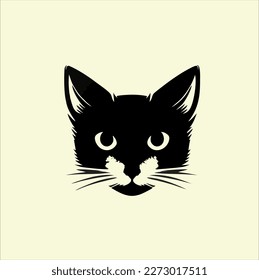 Cat head design vector on yellow background. Cat animal icon vector illustration.