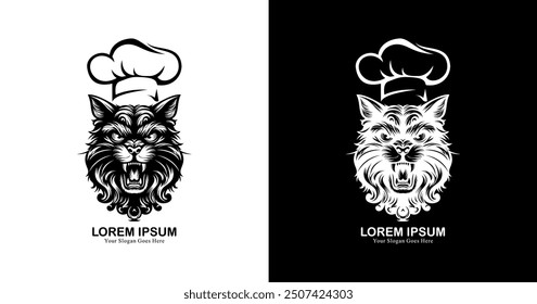 Diseño de cabeza de gato con sombrero de chef