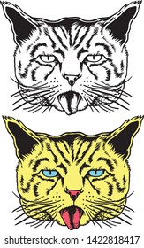 cat head in detailed style