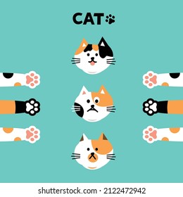 Cat head emoji vector. Vector illustration of a Cat head emoji vector. Vector illustration of orange cats with paws on a blue background.