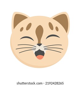 Cat head emoticon. Funny decorative drawn cat face character or avatar. Vector illustration of domestic pet