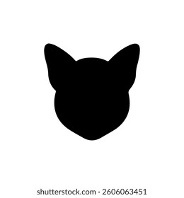 Cat head face silhouette icon vector flat design on white background.