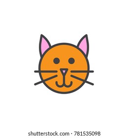 Cat head filled outline icon, line vector sign, linear colorful pictogram isolated on white. Pet symbol, logo illustration. Pixel perfect vector graphics