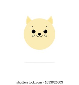 Katzenkopf flach Symbol. Tierische süße Gesichtserkennung, Vektorgrafik. Einzeln auf weißem Hintergrund.
