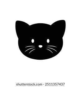 Cat Head  Flat Icon Black