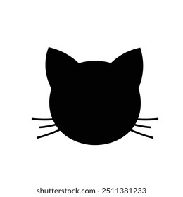 Cat Head Flat Icon Black, Flat icon Black
