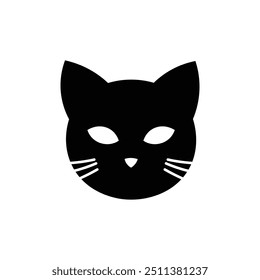 Cat Head Flat Icon Black, Flat icon Black