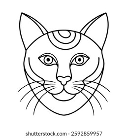 cat head formed with spiral patterns line art